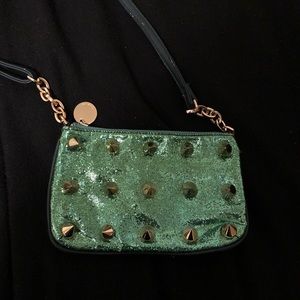 Green and Gold Studded Deux Lux Mini Purse